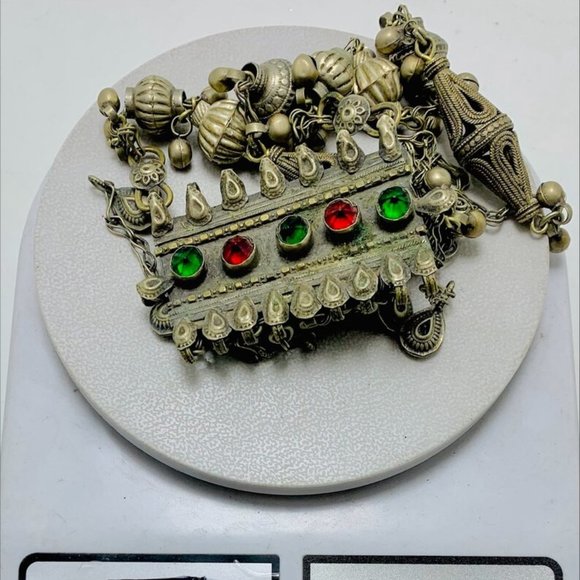 Vintage Long Chain Tribal Pendant Necklace, Gypsy Nomadic Ethnic Necklace - Picture 9 of 11